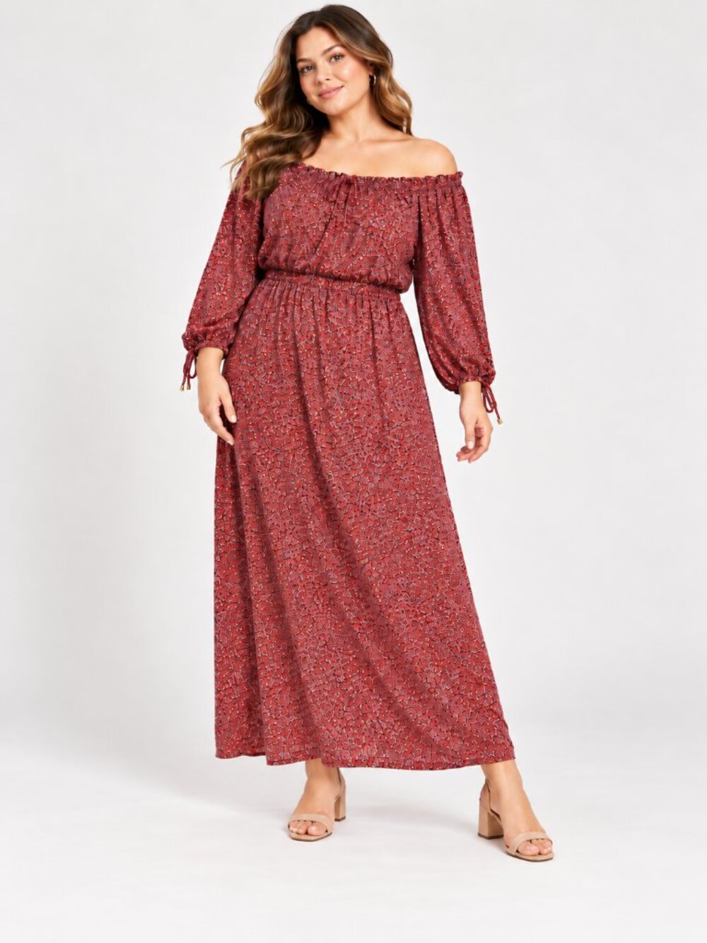 Michael Kors Plus Size Red Ditsy Print Convertible Maxi Dress Size 3X